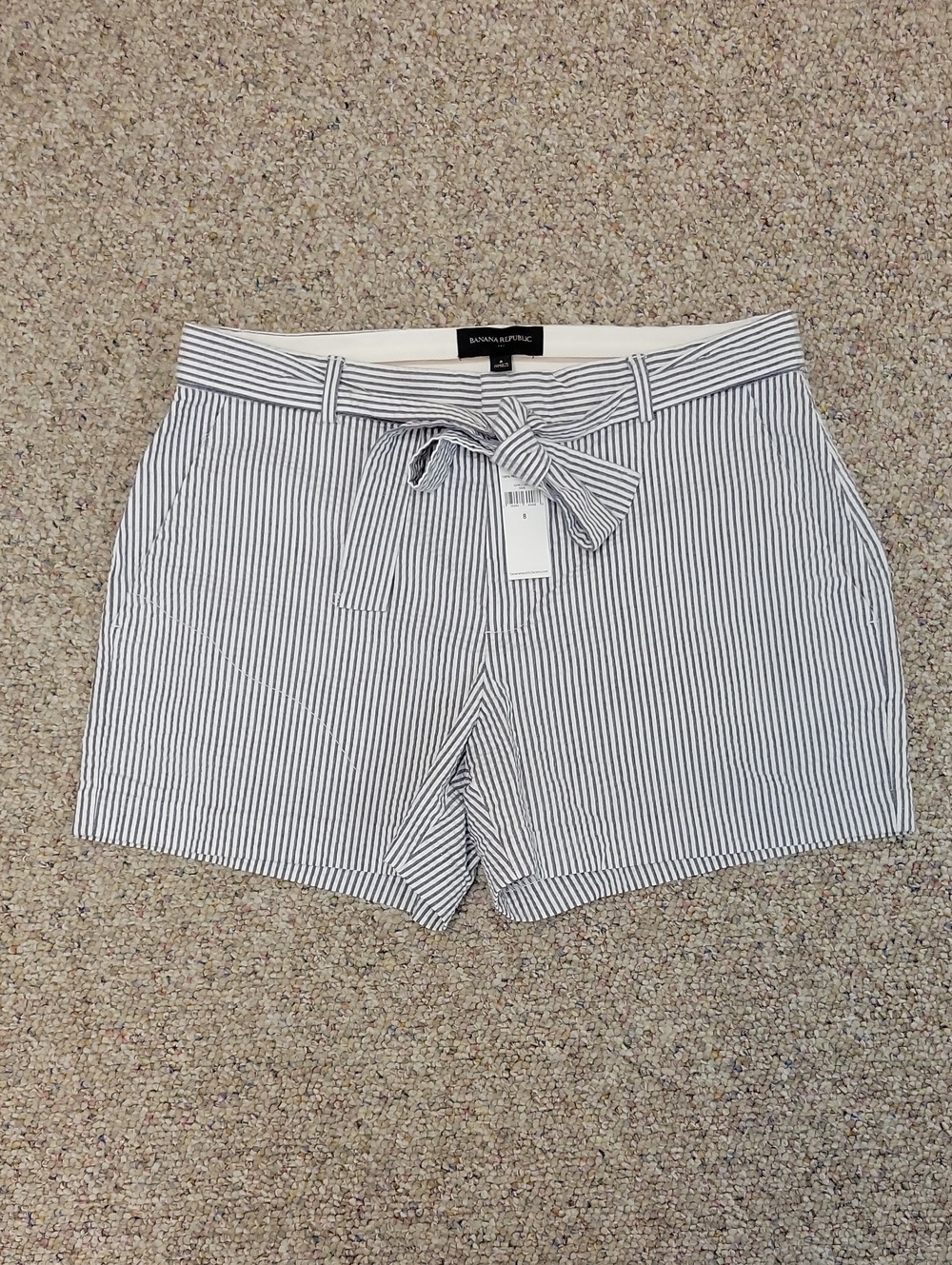 Banana Republic Blue & White Striped Seersucker Shorts Sz 8 New Preppy Summer